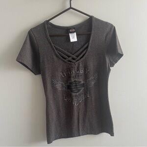 Harley-Davidson Women's Charcoal V-Neck Tee
